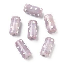 чертополох Ручной работы Lampwork неровный бисер, столбец в горошек, чертополох, 20x11x11~12 мм, отверстие : 1.8 мм