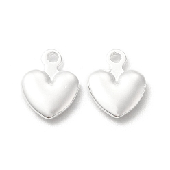 925 Sterling Silver Plated Brass Charms, Cadmium Free & Lead Free, Heart Charm, 925 Sterling Silver Plated, 11x8.5x2mm, Hole: 1.5mm