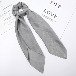 C214 Velvet Ribbon - Gray Color No. 29 Silk Satin Solid Color Hair Scrunchies with Long Tails and Printed Ribbon for Women