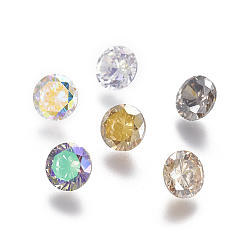 Mixed Color Electroplated Cubic Zirconia Pointed Back Cabochons, Diamond, Faceted, Mixed Color, 6x3.7mm