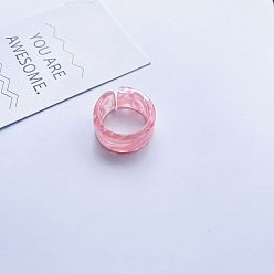 5# single Adjustable Acrylic Marble Pattern Couple Rings for Women, Light Luxury Design