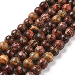 Léopard Perles de jaspe peau de léopard rouge naturel brins, ronde, 8mm, Trou: 1mm, Environ 46 pcs/chapelet, 16 pouce