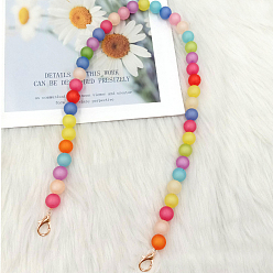 Round Rainbow Color Resin Bead Chain Bag Straps, with Lobster Claw Clasps, for Bag Replacement Accessories, Round Pattern, 30cm
