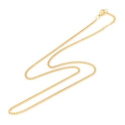 Golden Ion Plating(IP) 304 Stainless Steel Curb Chain Twist Chain Necklace, with Lobster Claw Clasps, Golden, 17.71 inch(45cm), 2mm