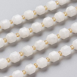 Rainbow Moonstone Natural Rainbow Moonstone Beads Strands, Round, Faceted, 7x7x8mm, Hole: 0.8mm, about 38pcs/Strand, 15.35 inch(39cm)
