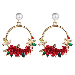 Red Sweet Flower Earrings - Soft Clay Pearl Studs, Trendy Ear Accessories.