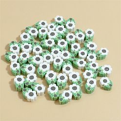 White Handmade Polymer Clay Beads, for DIY Jewelry Crafts Supplies, Flower, White, 10x0.5mm