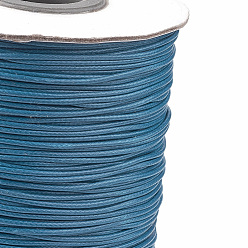Bleu Acier Coréen cordon ciré, polyester cordon, bleu acier, 1 mm, environ 85 mètres / rouleau