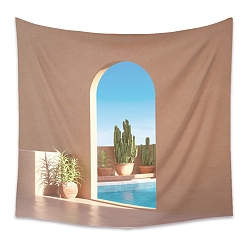 Tan Swimming Pool Pattern Polyester Wall Tapestry, Rectangle Tapestry for Wall Bedroom Living Room, Tan, 950x730mm