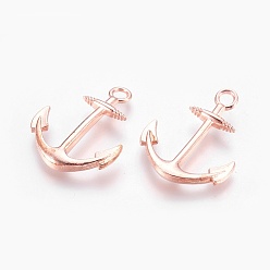 Rose Gold Alloy Pendants, Cadmium Free & Lead Free, Anchor, Rose Gold, 32x24.5x2mm, Hole: 3mm