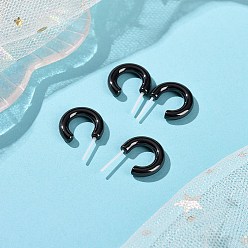 Black Hypoallergenic Bioceramics Zirconia Ceramic Ring Stud Earrings, Half Hoop Earrings, No Fading and Nickel Free, Black, 15x3.5x13.5mm