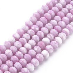 Plum Opaque Baking Painted Glass Beads Strands, Imitation Stones, Faceted, Rondelle, Plum, 6x5mm, Hole: 1mm, about 80~81pcs/strand, 14.76 inch~14.96 inch(37.5~38cm)