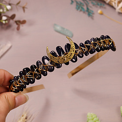 Синий Драгоценный Камень Резинки для волос из синтетического синего золота, корона для волос, для женщин девушек, 200x150x8 мм