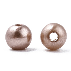 Rosy Brown Spray Painted ABS Plastic Imitation Pearl Beads, Round, Rosy Brown, 6x5.5mm, Hole: 1.8mm, about 4540 pcs/500g