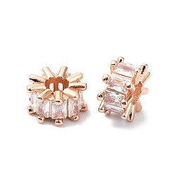 Розовое Золото Покрытие стойки латунь микропаве прозрачные кубические циркониевые бусины, долговечный, без свинца и без кадмия, колонка, розовое золото , 8.5x4.5 мм, отверстие : 3.3 мм