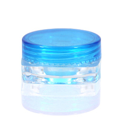Dodger Blue Transparent Plastic Empty Portable Facial Cream Jar, Tiny Makeup Sample Containers, with Screw Lid, Square, Dodger Blue & Clear, 3x1.5cm, Capacity: 3g