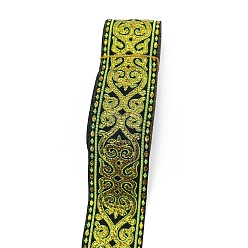 Green Yellow Polyester Ribbon, Clothing Ornament, Green Yellow, 2 inch(50mm), 7 Yards/Roll