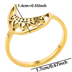 Golden 304 Stainless Steel Adjustable Ring, Crescent Moon, Golden, Inner Diameter: 17mm
