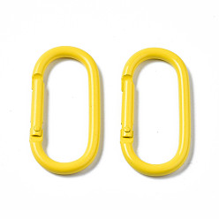 Yellow Aluminum Spring Gate Ring, Oval, Yellow, 50x25x4.5mm, Inner Diameter: 42x16mm