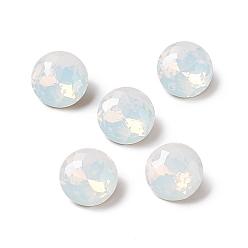 White Opal Opal Style Eletroplate K9 Glass Rhinestone Cabochons, Pointed Back & Back Plated, Faceted, Diamond, White Opal, 8x4.5mm