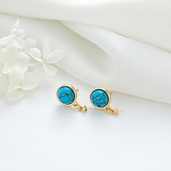 H-7948 blue Zhongxing retro temperament simple turquoise 925 silver needle earrings with hanging earrings can stick pearl diy earrings