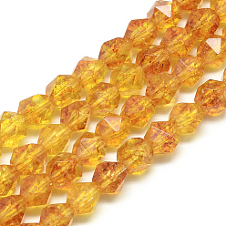 Citrine Natural Citrine Beads Strands, Star Cut Round Beads, Faceted, Dyed & Heated, 7.5~8x6.5~7mm, Hole: 1.5mm, about 46pcs/strand, 15.5 inch