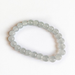 24 8mm Natural Glass Bead Bracelet with Elastic Cord for Women and Men