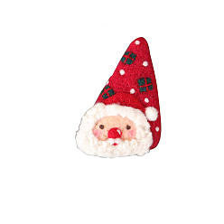 Santa Claus Kit de démarrage de broderie poinçonnée sur le thème de Noël, y compris l'aiguille en alliage, se sentait, colle, tampon de spooge, résultats de broche en métal et résultats de clip, le père noël, 55x40mm