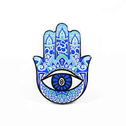 Royal Blue Porcelain Cup Mats, Coasters, with Anti-slip Cork Bottom, Water Absorption Heat Insulation, Hamsa Hand/Hand of Miriam with Eye, Royal Blue, 150x100mm