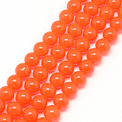 Tomato Baking Painted Crackle Glass Bead Strands, Round, Tomato, 4mm, Hole: 1.1~1.3mm, about 200pcs/strand, 31.4 inch