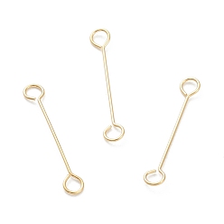 Real 18K Gold Plated 316 Surgical Stainless Steel Eye Pins, Double Sided Eye Pins, Real 18K Gold Plated, 15x2.5x0.4mm, Hole: 1.5mm
