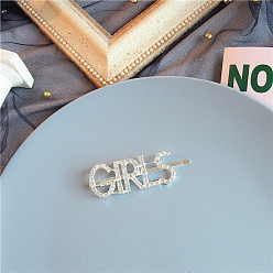 GIRLS Sparkling Crystal Hair Clip with Rhinestone, Sexy Alphabet Hairpin - Elegant and Chic.