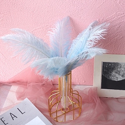 Sky Blue Ostrich Feather Ornament Accessories, for DIY Costume, Hair Accessories, Backdrop Craft, Sky Blue, 200~250mm