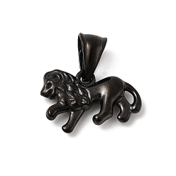 Лев Тема животных 304 подвески из нержавеющей стали, ионное покрытие (ip), чёрные, лев, 13x22x4.5 мм, отверстие : 9x5 мм