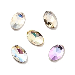 Mixed Color K9 Glass Rhinestone Cabochons, Flat Back & Back Plated, Faceted, Oval, Mixed Color, 6x4x2mm