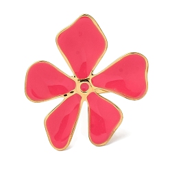 Красный Золотое ионное покрытие (IP) 304 регулируемые кольца в форме цветка из нержавеющей стали с эмалью для женщин, красные, Цветок: 35x32 мм, внутренний диаметр: 18 мм