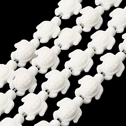 Белый Синтетических нитей бирюзовые бусы, черепаха, окрашенные, белые, 10~11x8~9x5 мм, отверстие : 1.5 мм, около 37 шт / нитка, 14.96'' (38 см)