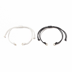 Mixed Color 2Pcs Braided Waxed Polyester Cord, with 304 Stainless Steel Jump Rings, for Adjustable Link Bracelet Making, Black & White, Mixed Color, 10-1/4 inch(26.2cm), Hole: 3.3mm
