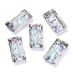 Vitrail Light Embossed Glass Rhinestone Pendants, Rectangle, Faceted, Vitrail Light, 20x10x5mm, Hole: 1.6mm