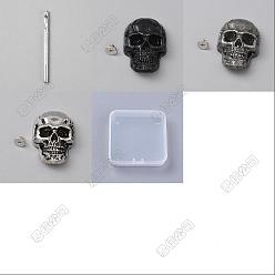 (52) Непрозрачная лаванда 15шт. 3 цветные литые декоративные заклепки, с железным винтом, для поделок багажа и аппаратных принадлежностей, череп, с 1шт. высокоуглеродистой сталью пробойниками, разноцветные, 35x25.5x13 мм