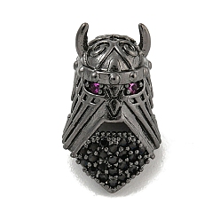 Metallgrau Messing Micro Pave schwarz Zirkonia Perlen, Helm, Metallgrau, 12x10x10 mm, Bohrung: 2 mm