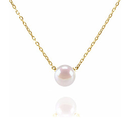 14K Real Gold XL2037 Natural Freshwater Pearl Pendant Necklace for Women, 14K Gold Plated Copper Chain with Simple and Elegant Design, Perfect for Collarbone.