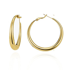 golden Metallic Circle Hoop Earrings - Chic, Elegant, Sophisticated, Minimalist, Trendy.