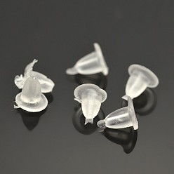 Plastic Plastic Ear Nuts, Clear, 4x4mm, Hole: 0.5mm, about 10000pcs/bag
