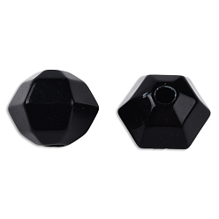 Black Opaque Acrylic Beads, Faceted Hexagon, Black, 21x18.5x17mm, Hole: 4.2~4.3mm, about 150pcs/500g