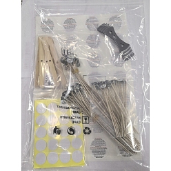 (52) Непрозрачная лаванда Фитиль из хлопковой свечи, железная плоская круглая опорная плита, с двусторонними самоклеящимися бумажными наклейками, палочки для мороженого из березы, разноцветные, 100x12.5 мм