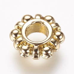Light Gold Alloy Spacer Beads, Cadmium Free & Lead Free, Flower, Light Gold, 12x4mm, Hole: 5mm