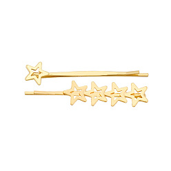 Star Set Minimalist Metal Smiley Face Hairpin with Heart-shaped Pentagram Clip - European and American Hair Accessories