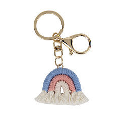 #2 Nordic style small rainbow pendant handmade cotton thread weaving key chain tassel bag car ornament female