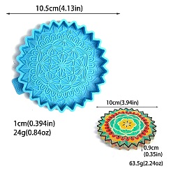 Deep Sky Blue DIY Flower Coaster Silicone Molds, Resin Casting Coaster Molds, For UV Resin, Epoxy Resin Craft Making, Deep Sky Blue, 105x10mm, Inner Size: 100x9mm